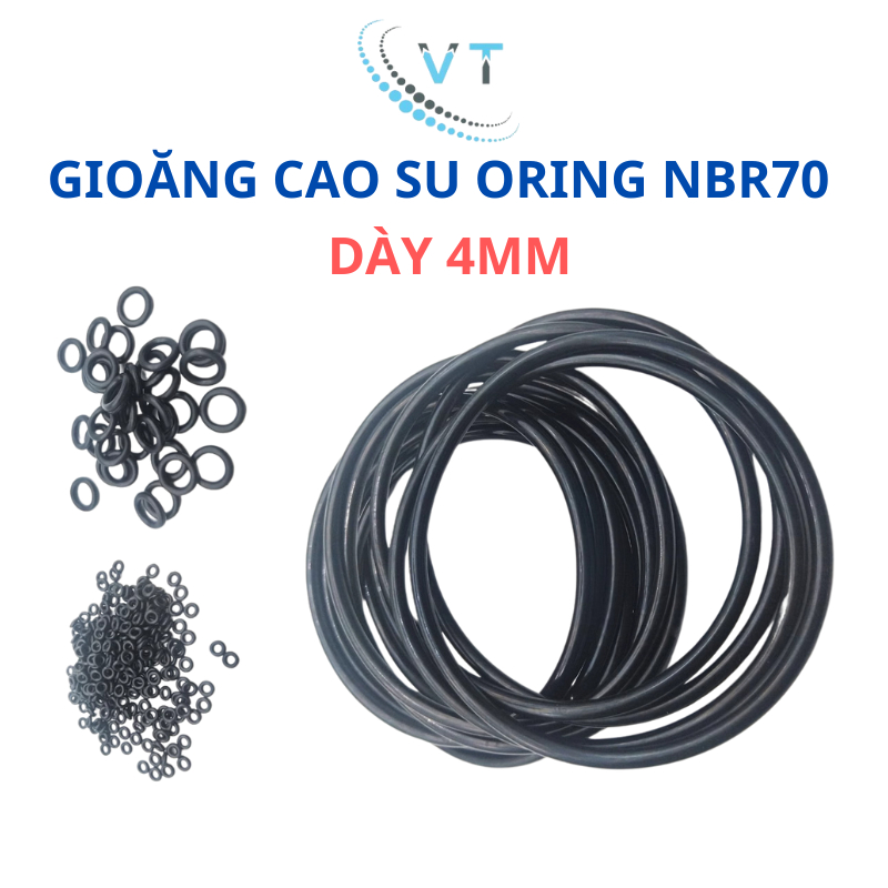 Gioăng cao su NBR70 dày 4mm, đường kính ngoài 12mm - 30mm. Oring NBR
