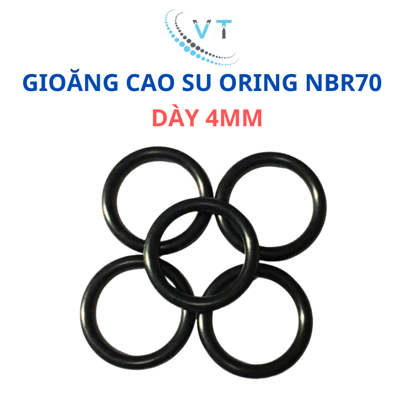 Gioăng cao su NBR70 dày 4mm, đường kính ngoài 12mm - 30mm. Oring NBR
