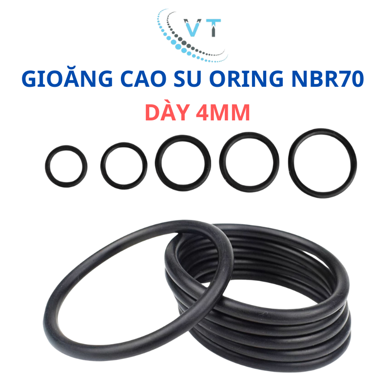 Gioăng cao su NBR70 dày 4mm, đường kính ngoài 12mm - 30mm. Oring NBR