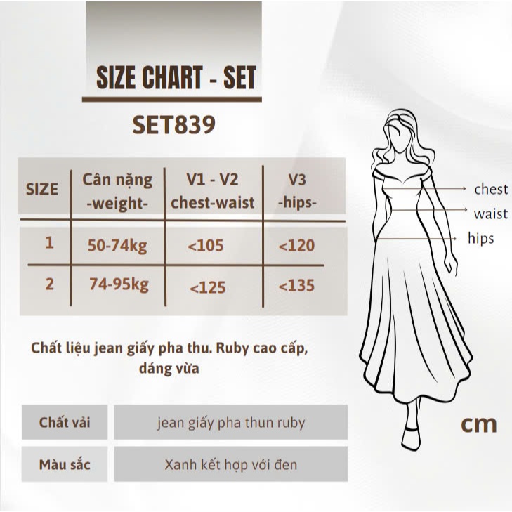 Set Bộ Jean Big Size Vải Jean Giấy Mềm Mại Phối Thun Ruby Cao Cấp Dáng Đẹp Cho Nữ Chubby 58-95kg SET839