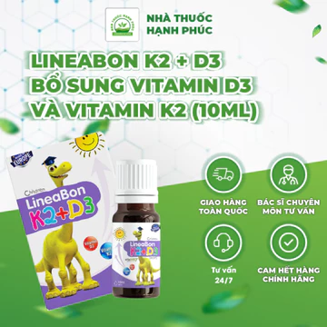 [CHÍNH HÃNG] LINEABON K2 + D3 BỔ SUNG VITAMIN D3 VÀ VITAMIN K2 (10ML) - GIÚP HẤP THU CANXI HIỆU QUẢ