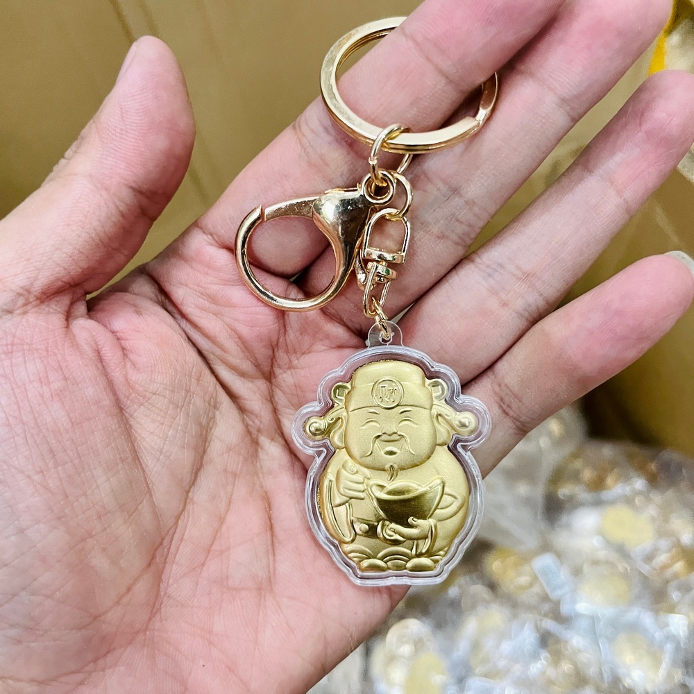 [Sẵn Hàng] Móc Khóa Thần Tài Mạ Vàng 24k Phong Thủy Chiêu Hút Tài Lộc treo khóa xe, balo, túi xách, làm quà...