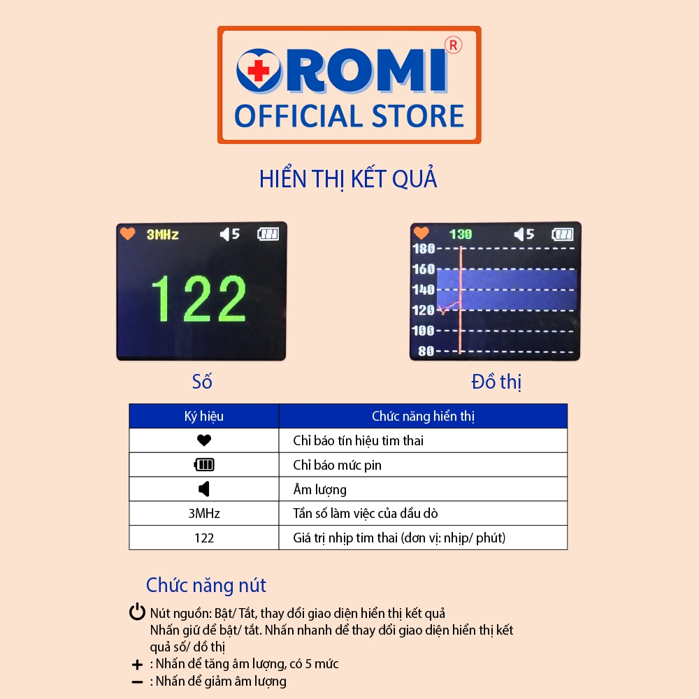 Máy đo tim thai tại nhà cao cấp Oromi CONTEC10CL - Máy nghe tim thai bỏ túi pin sạc