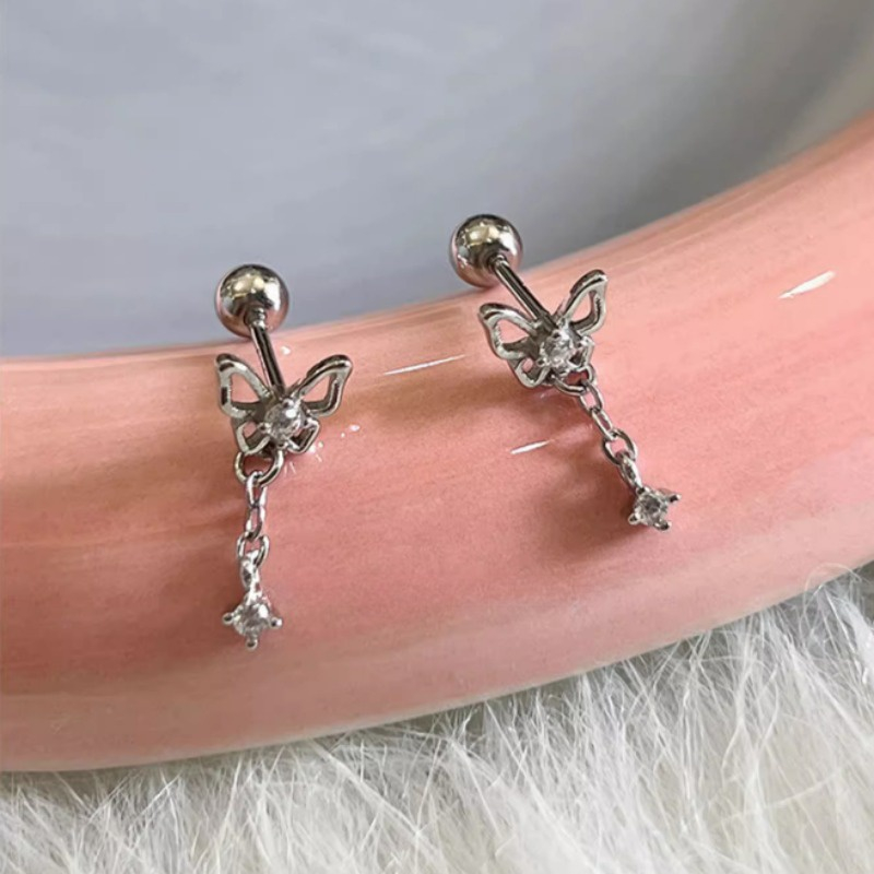 KHUYÊN TAI BƯỚM DÂY THẢ THÉP Y TẾ 316-L KHÔNG RỈ [1 chiếc]