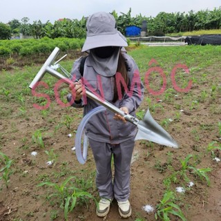 XẺNG BÓN PHÂN TỰ LẤP INOX SIÊU DÀY - (Loại 2 tay cầm) dụng cụ nông nghiệp, dụng cụ bón phân INOX