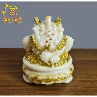 Cóc Ngậm Tiền Thiềm Thừ - Tỳ Hưu Phong Thủy Đá - Cao 15cm - Màu Trắng - CTH2415
