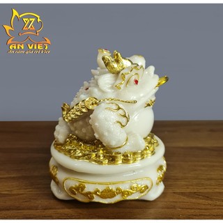 Cóc Ngậm Tiền Thiềm Thừ - Tỳ Hưu Phong Thủy Đá - Cao 15cm - Màu Trắng - CTH2415