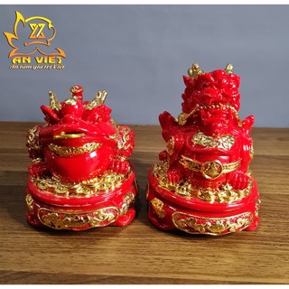 Cóc Ngậm Tiền Thiềm Thừ - Tỳ Hưu Phong Thủy Đá Đỏ - Cao 15cm - CTH2412