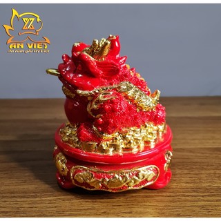 Cóc Ngậm Tiền Thiềm Thừ - Tỳ Hưu Phong Thủy Đá Đỏ - Cao 15cm - CTH2412