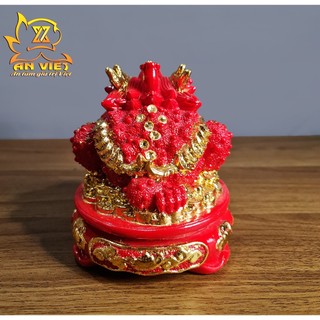 Cóc Ngậm Tiền Thiềm Thừ - Tỳ Hưu Phong Thủy Đá Đỏ - Cao 15cm - CTH2412