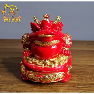 Cóc Ngậm Tiền Thiềm Thừ - Tỳ Hưu Phong Thủy Đá Đỏ - Cao 15cm - CTH2412