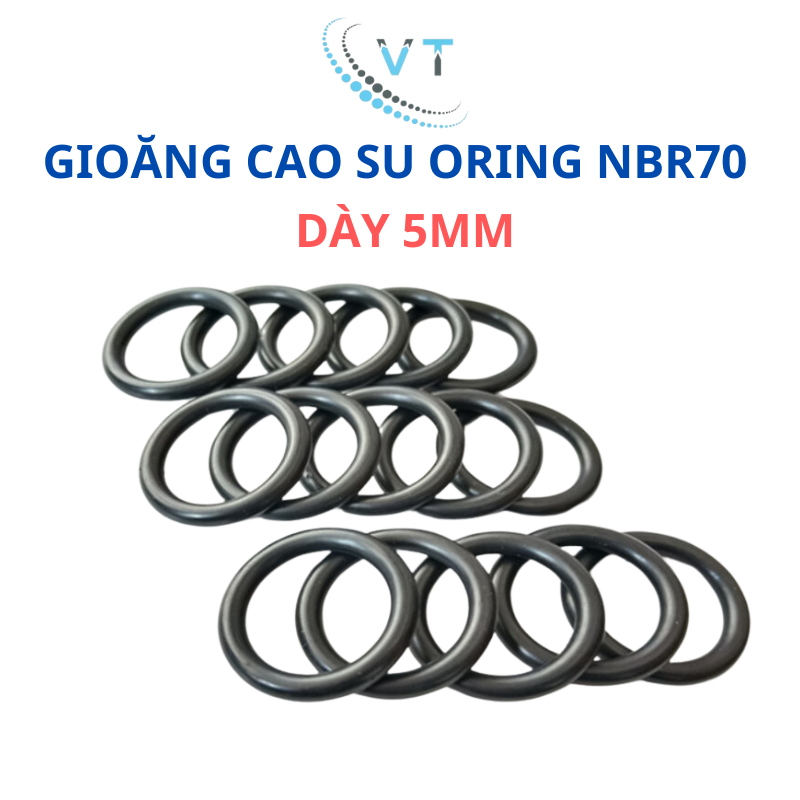 Gioăng cao su NBR70, oring, gioăng làm kín dày 5mm (đường kính ngoài 16mm - 30mm)