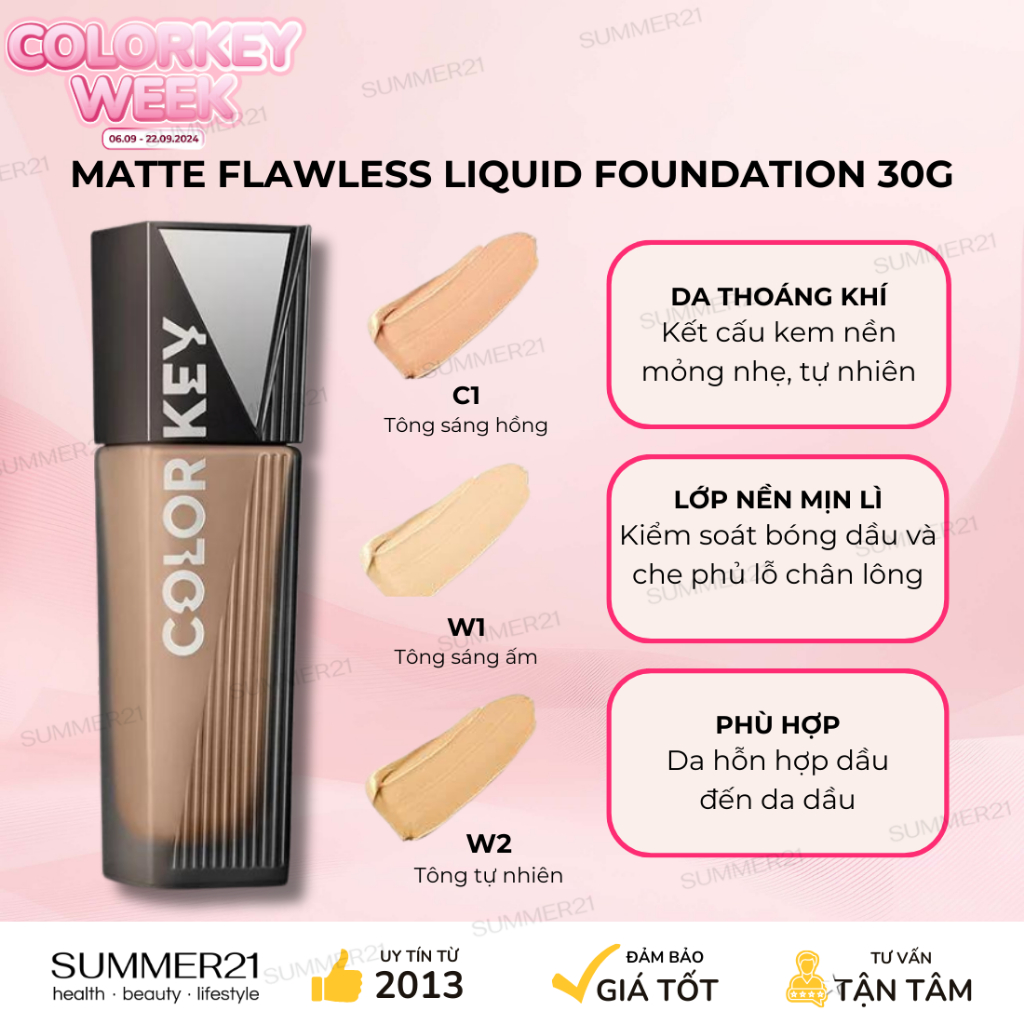 Kem nền COLORKEY MATTE FLAWLESS LIQUID FOUNDATION 30G | Shopee Việt Nam