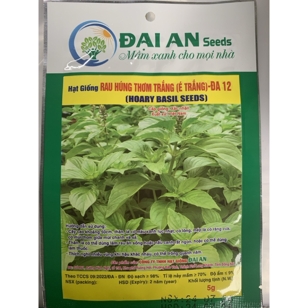 Hạt Giống Rau Húng Thơm Trắng (É Trắng) ĐA 12 Đại An Seeds Gói 5G ...