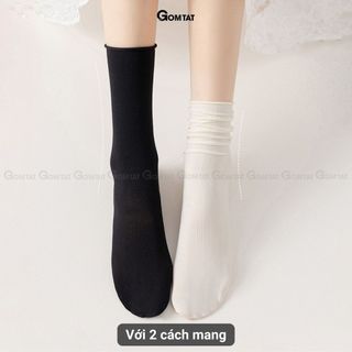 Set 5 đôi tất giấy nữ mỏng mùa hè GOMTAT, vớ nữ trơn mong nhẹ, mềm mịn, tôn dáng - HOT-1304
