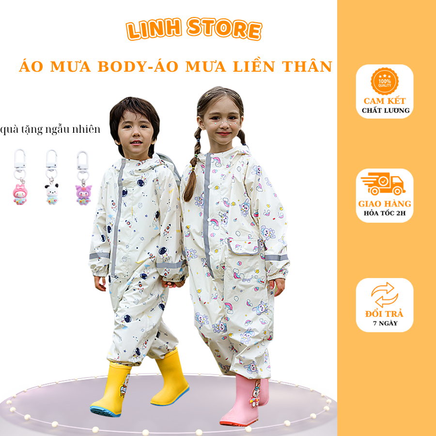 Áo Mưa Body, Aó Mưa Jumpsuit Liền Thân Chất Liệu Oxford Cao Cấp An Toàn Cho Bé (AMLT04)