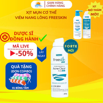 Xịt mụn lưng Novocare Freeskin mụn lưng ngực mông và thâm mụn lưng ngực mông giảm viêm nang lông shop Hello Sun