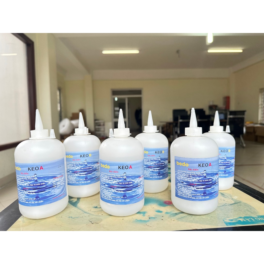 Keo AB Trong Suốt BEDO 2 Thành Phần 1000ml Dán Mica Kim Loại Gỗ Alu Khô Nhanh Không Vệt Khói