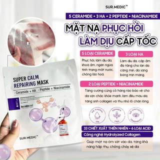 Mặt Nạ Giấy Sur.Medic+ Super Calm Repairing, Glutathione,Hyaluronic, Multi Vita Mask 30g