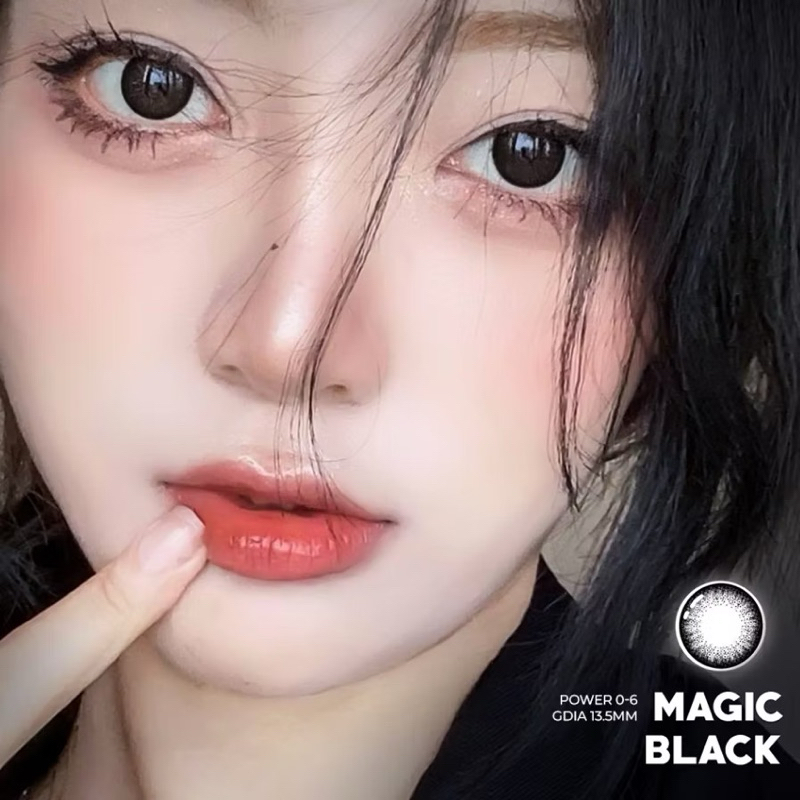 Lens cận màu đen tự nhiên Magic Black 💥HÀNG CAO CẤP💥 Kính Giãn tròng có độ cận 0-6 (có hỗ trợ cận lệch)