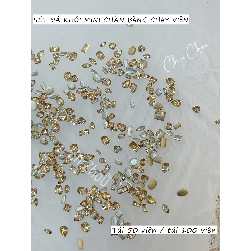 Đá khối chân bằng mini chạy viền,Set đá khối mini  CHÂN BẰNG cao cấp( set 100v) phụ kiện nail chính hãng cao cấp