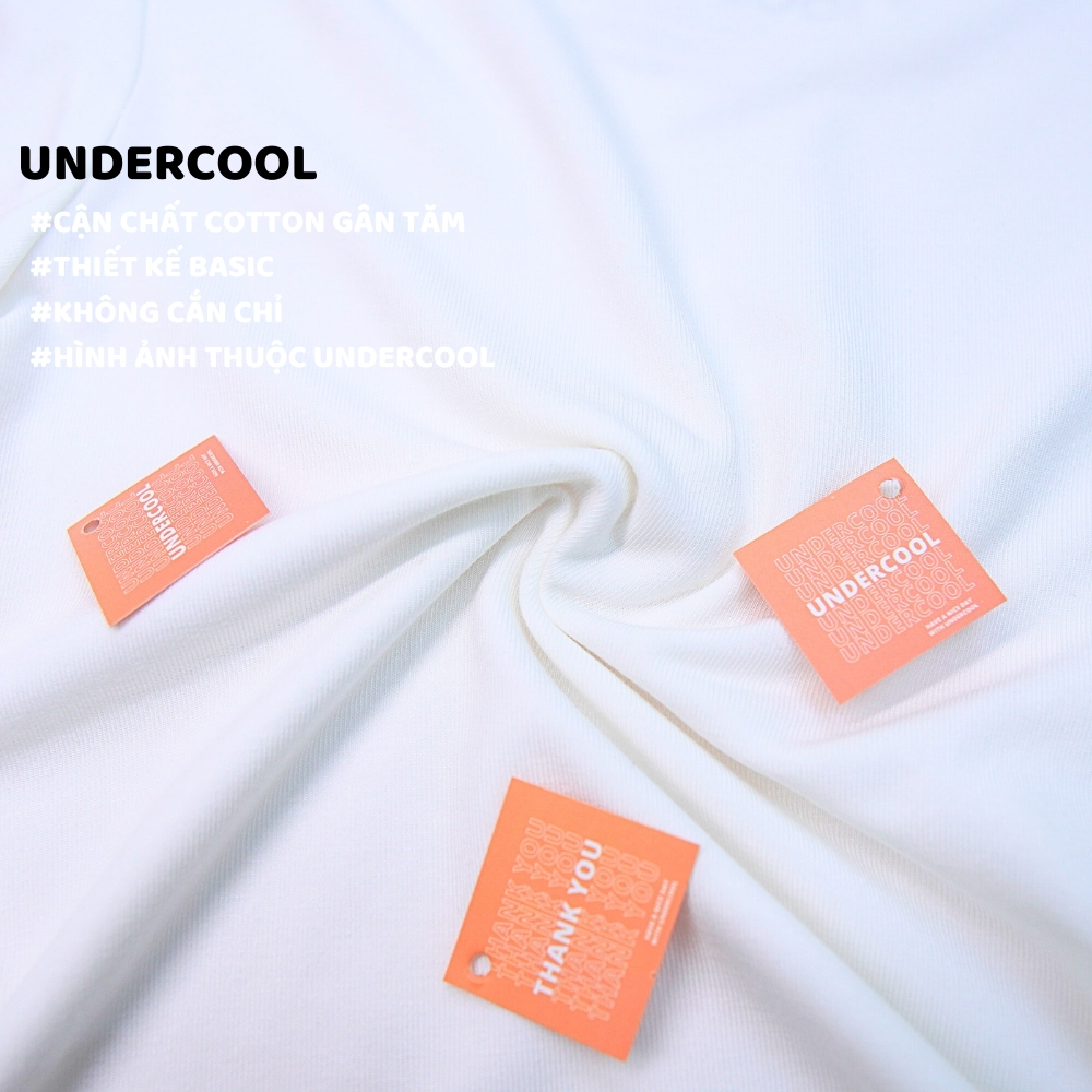Áo Thun nữ Cotton cổ thấp 3 phân Cộc tay UNDERCOOL co giãn basic sang chảnh màu đen trắng be nâu ACT02