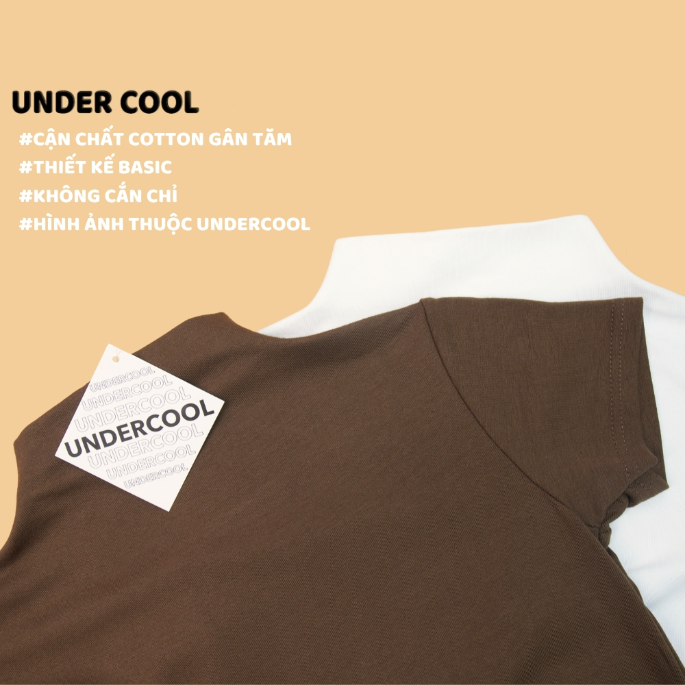 Áo Thun nữ Cotton cổ thấp 3 phân Cộc tay UNDERCOOL co giãn basic sang chảnh màu đen trắng be nâu ACT02