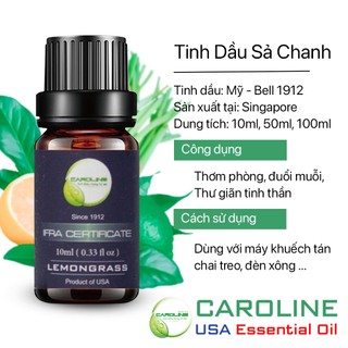 Tinh Dầu Thiên Nhiên CAROLINE Hương Sả Chanh Chai 10/50/100ml - Xông Thơm Phòng - Đuổi Muỗi Hiệu Quả