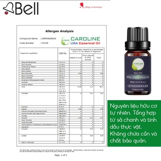 Tinh Dầu Thiên Nhiên CAROLINE Hương Sả Chanh Chai 10/50/100ml - Xông Thơm Phòng - Đuổi Muỗi Hiệu Quả