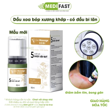 Con lăn massage giảm đau mỏi vai gáy, bầm tím, bong gân, kem xoa bóp giảm đau - Dụng cụ mát xa gel hobi 80ml