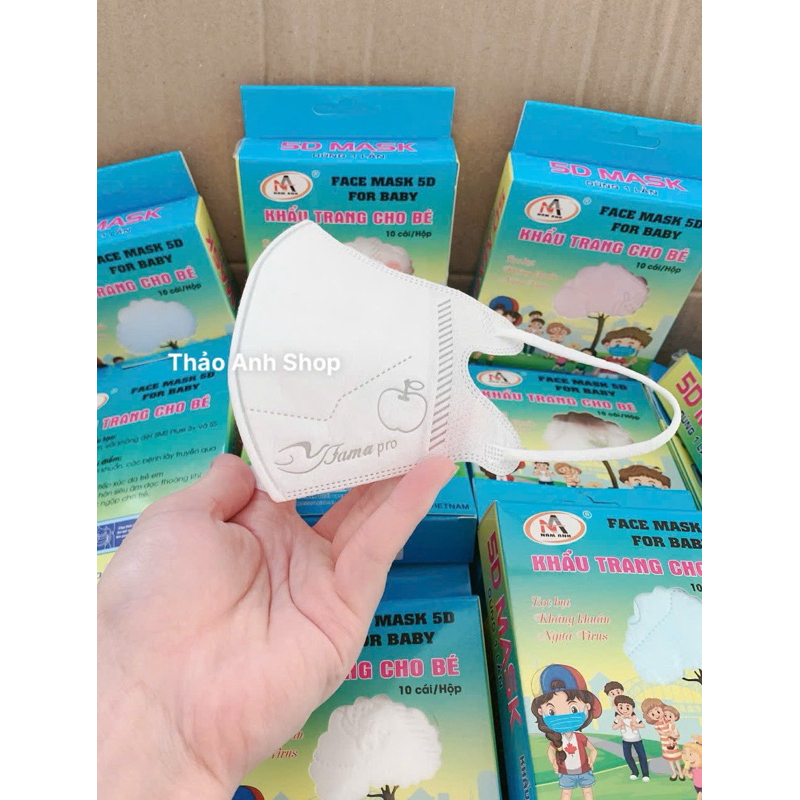 Hộp 10 cái khẩu trang cho bé 5D mask Famapro Nam Anh đủ màu cho bé 1-5 tuổi