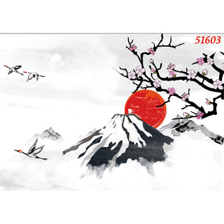 Tranh VẢI LỤA KIM SA NHẬT BẢN, decor quán sushi, quán trà Nhật tặng keo và dụng cụ dán