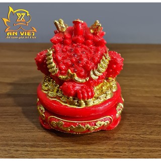 Cóc Ngậm Tiền Thiềm Thừ - Tỳ Hưu Phong Thủy Đá - Cao 12cm - Màu Đỏ - CTH2410