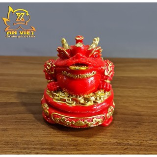 Cóc Ngậm Tiền Thiềm Thừ - Tỳ Hưu Phong Thủy Đá - Cao 12cm - Màu Đỏ - CTH2410