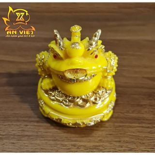 Cóc Ngậm Tiền Thiềm Thừ - Tỳ Hưu Phong Thủy Đá - Cao 12cm - Màu Vàng - CTH2407