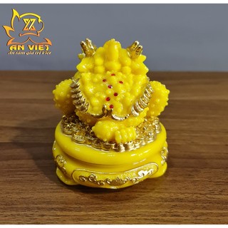 Cóc Ngậm Tiền Thiềm Thừ - Tỳ Hưu Phong Thủy Đá - Cao 12cm - Màu Vàng - CTH2407