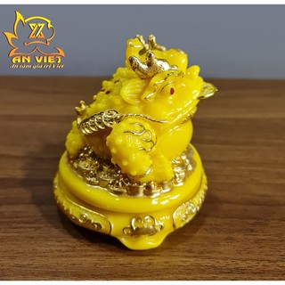 Cóc Ngậm Tiền Thiềm Thừ - Tỳ Hưu Phong Thủy Đá - Cao 12cm - Màu Vàng - CTH2407