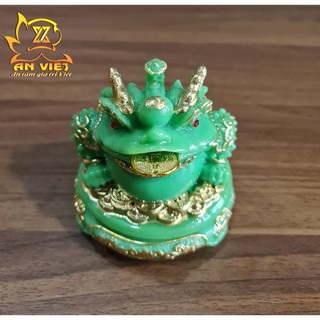 Cóc Ngậm Tiền Thiềm Thừ - Tỳ Hưu Phong Thủy Đá - Cao 12cm - Màu Xanh - CTH2408