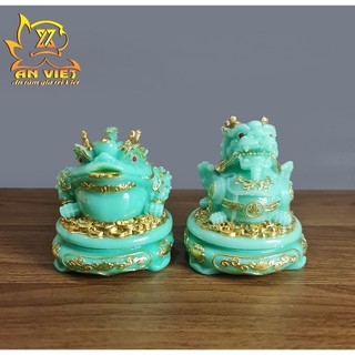 Cóc Ngậm Tiền Thiềm Thừ - Tỳ Hưu Phong Thủy Đá - Cao 12cm - Màu Xanh Hợp mệnh Thủy - CTH2411