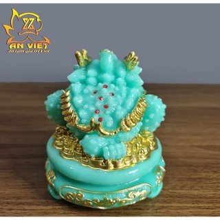 Cóc Ngậm Tiền Thiềm Thừ - Tỳ Hưu Phong Thủy Đá - Cao 12cm - Màu Xanh Hợp mệnh Thủy - CTH2411