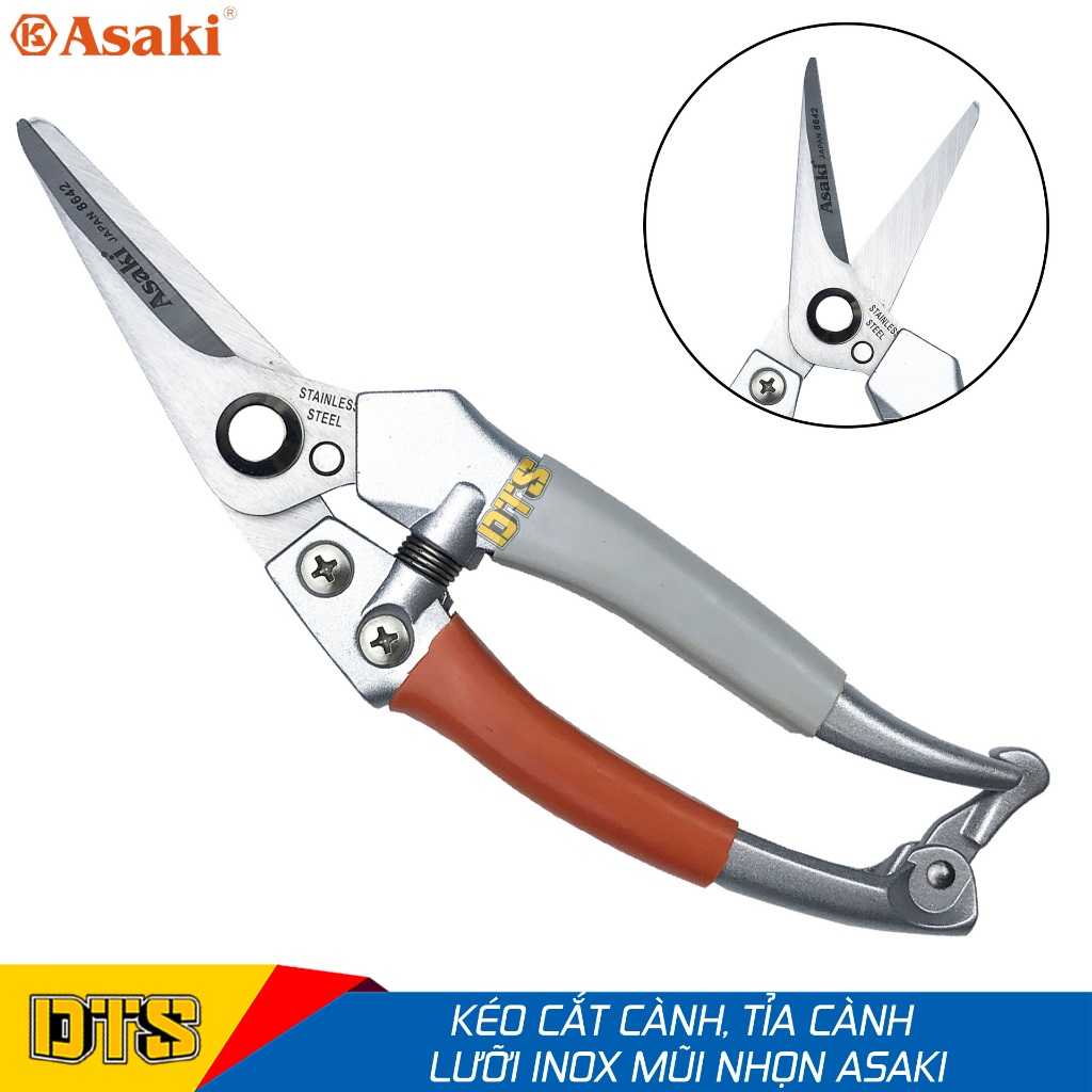 Kéo tỉa cành lưỡi Inox Asaki, TOLSEN 8 inch/ 200mm - Kéo cắt cành thép ...
