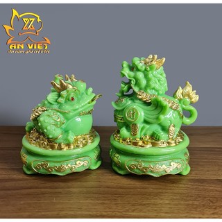 Cóc Ngậm Tiền Thiềm Thừ - Tỳ Hưu Phong Thủy Đá - Cao 15cm - Màu Xanh - CTH2414