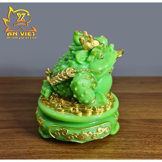 Cóc Ngậm Tiền Thiềm Thừ - Tỳ Hưu Phong Thủy Đá - Cao 15cm - Màu Xanh - CTH2414