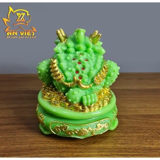 Cóc Ngậm Tiền Thiềm Thừ - Tỳ Hưu Phong Thủy Đá - Cao 15cm - Màu Xanh - CTH2414