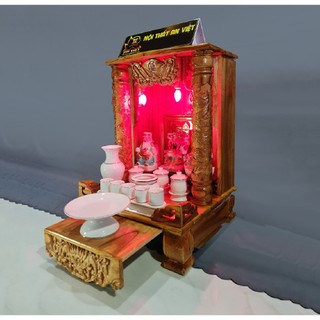 Bài vị Thần Tài Thổ Địa - Khung Gỗ Xi Vàng - BV2406