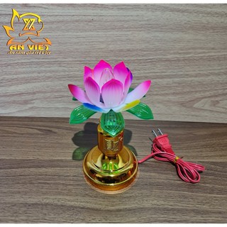 Cặp Đèn Thờ Cúng Hoa Sen - Nhựa - Cao 18cm - DHS2401