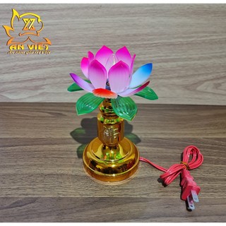 Cặp Đèn Thờ Cúng Hoa Sen - Nhựa - Cao 18cm - DHS2401