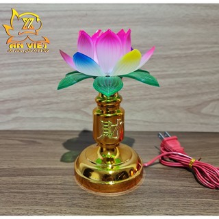 Cặp Đèn Thờ Cúng Hoa Sen - Nhựa - Cao 18cm - DHS2401