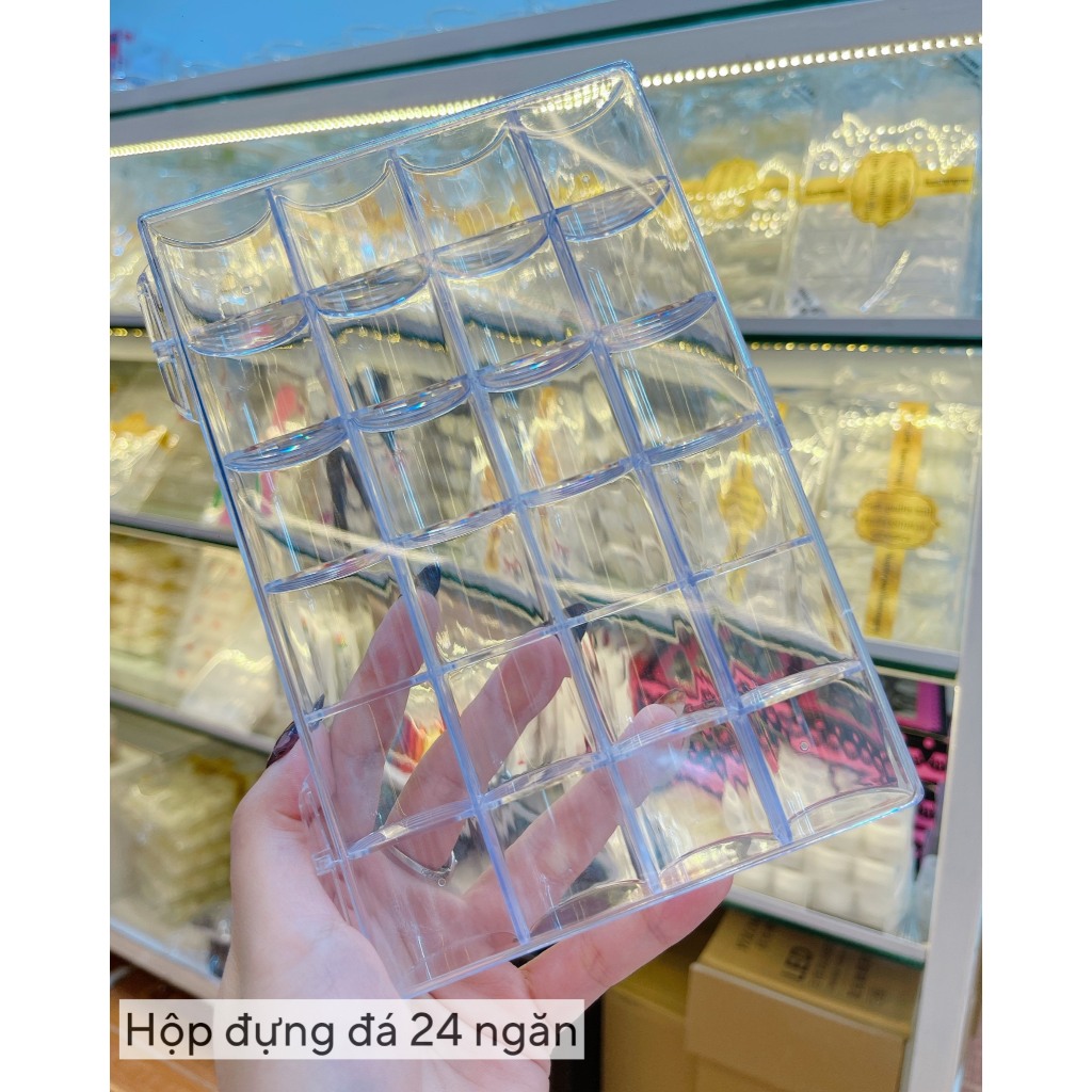 Hộp 24 ngăn đựng đá, hộp đựng charm đá cao cấp, hộp đựng phụ kiện