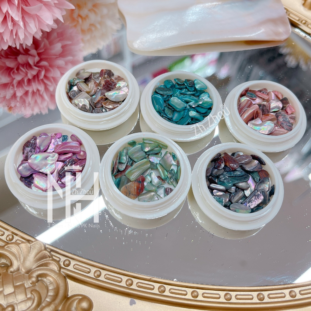 Set sỏi mix 6 hộp, set trai nửa, set xà cừ mix nhũ, xà cừ siêu mỏng